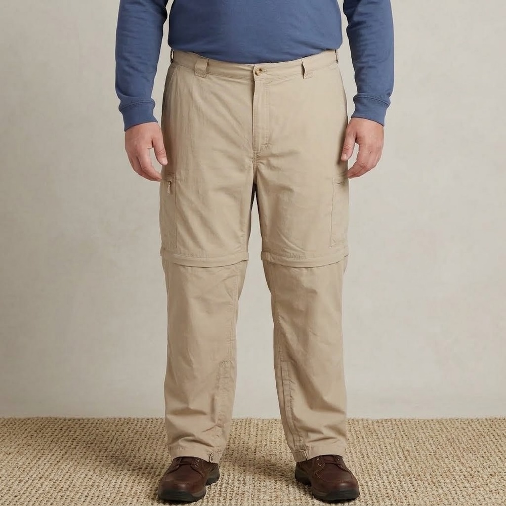 L.L. Bean Traveler Convertible Cargo Pants Mens XXL‎ Reg Tan Nylon EUC